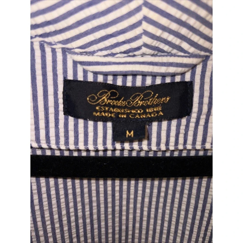 Brooks Brothers Robe Men's M Blue White Seersucker Striped Belted Preppy Classic